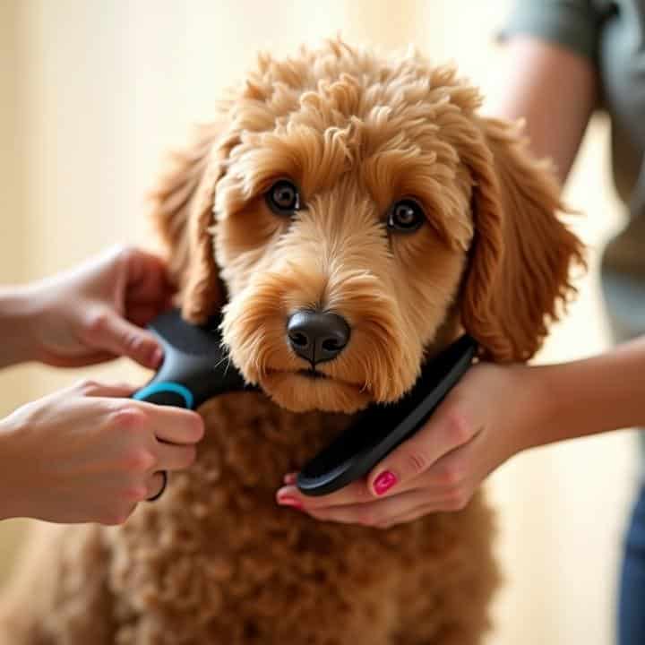 Brushing a goldendooodle