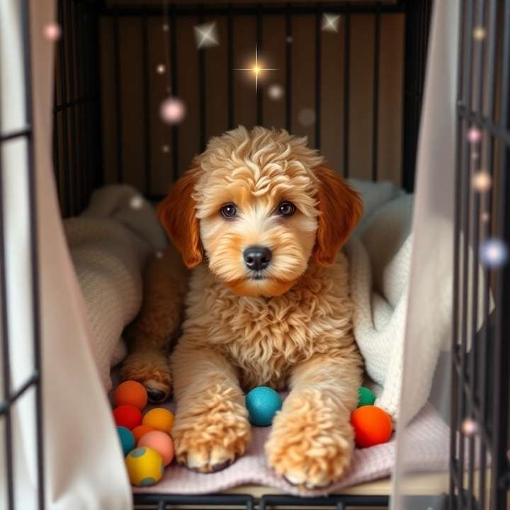 Goldendoodle Training in crate