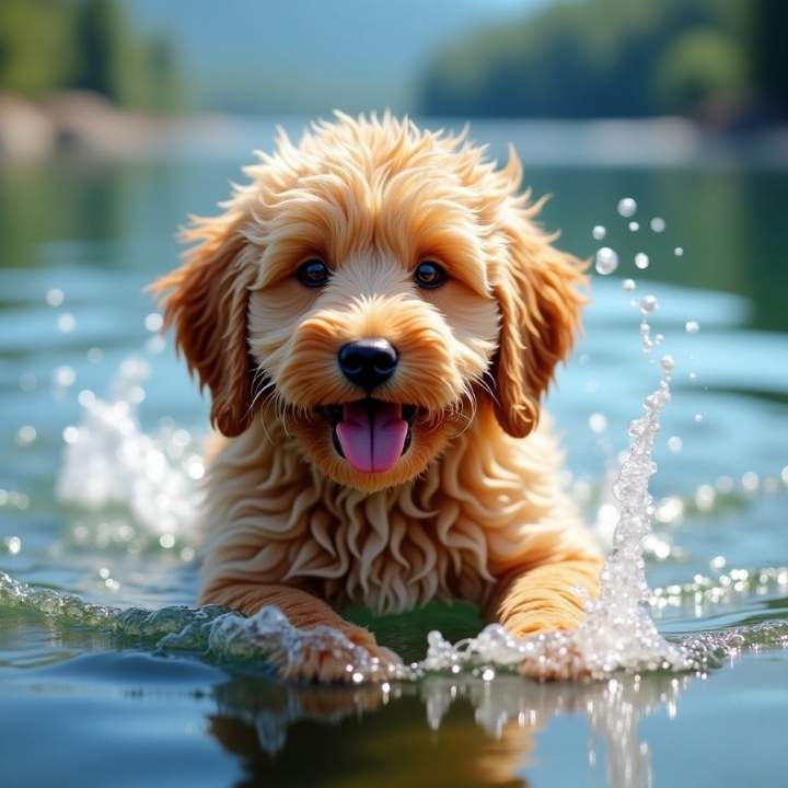 goldendoodle love to swim