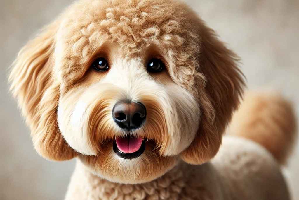 a goldendoodle with a teddy bear hair cut