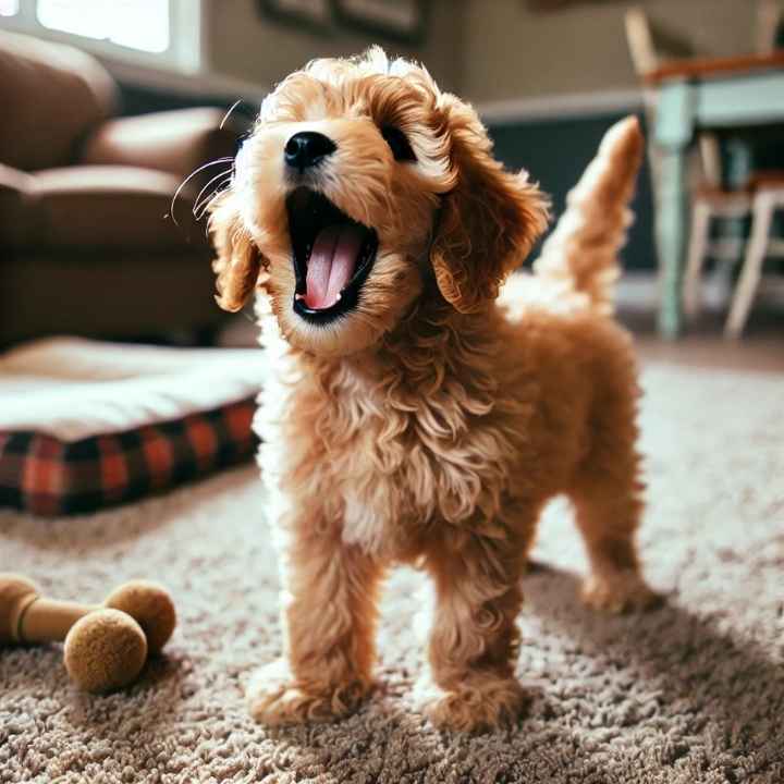 Goldendoodle Puppy Barking at home