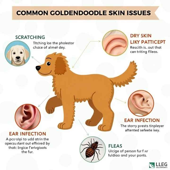 Goldendoodle Skin Issues example in infographic image explainig common skin issues